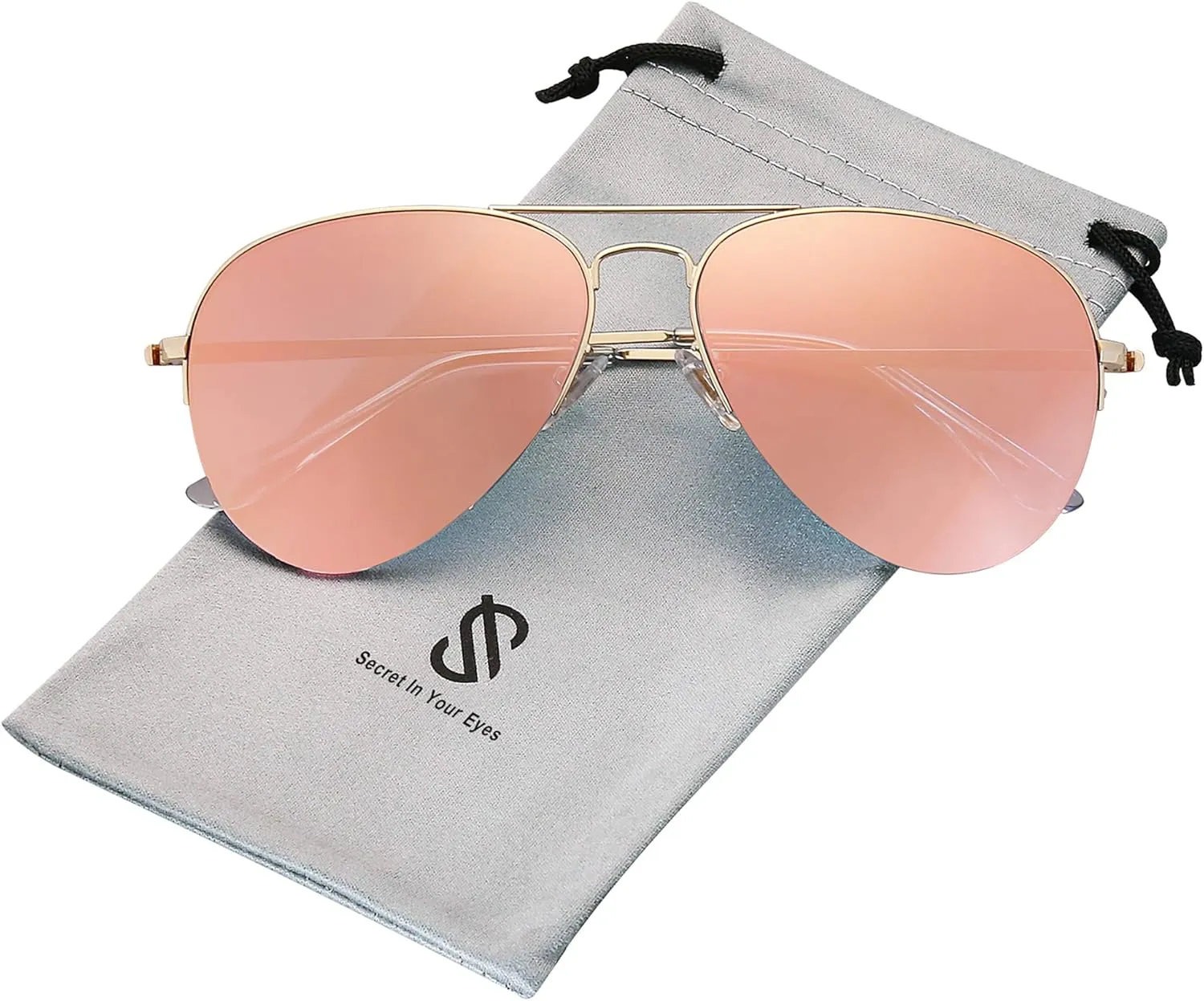 SOJOS Men's Women's Sunglasses, Classic Semi Rimless Metal Frame SJ1106