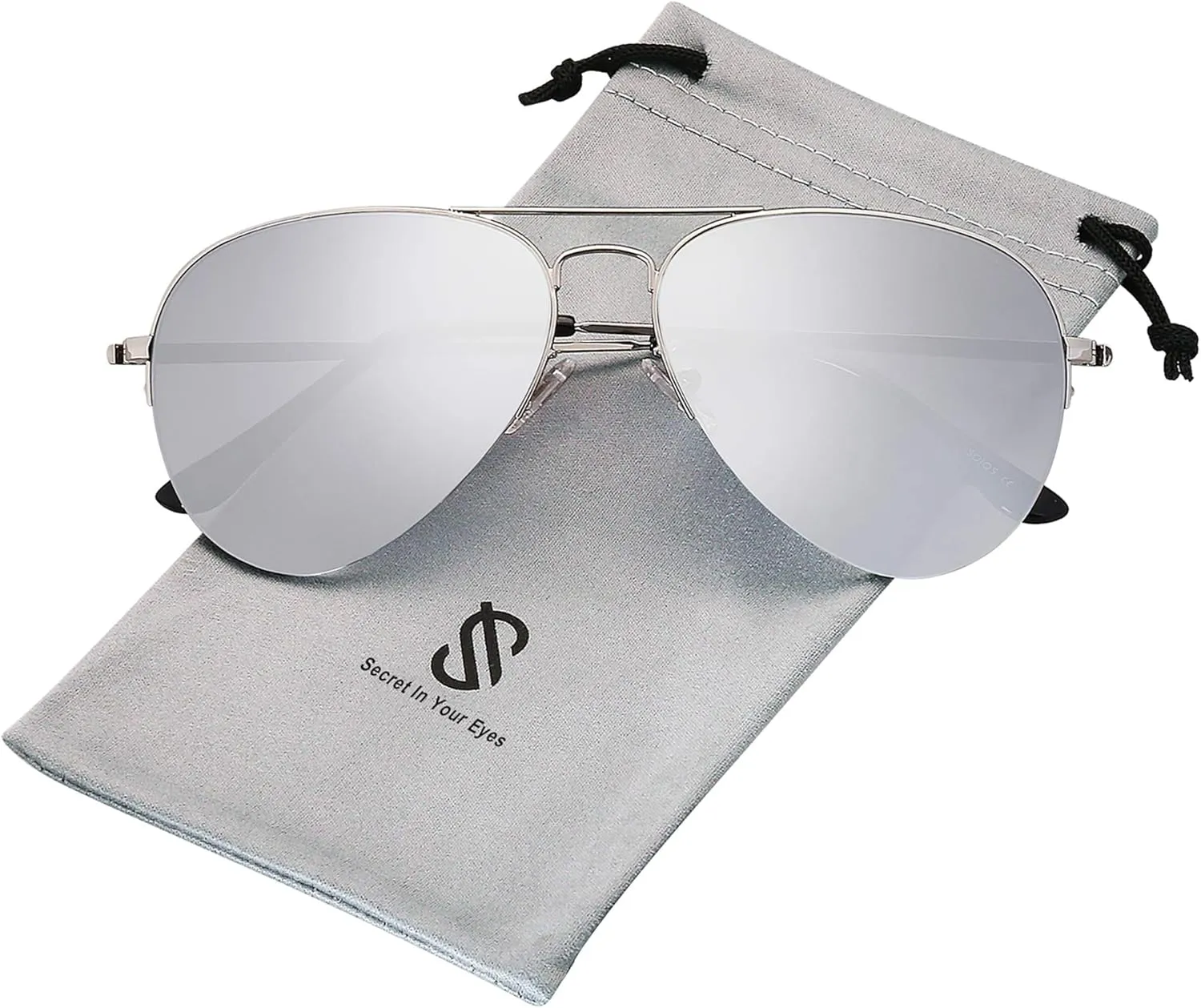 SOJOS Men's Women's Sunglasses, Classic Semi Rimless Metal Frame SJ1106