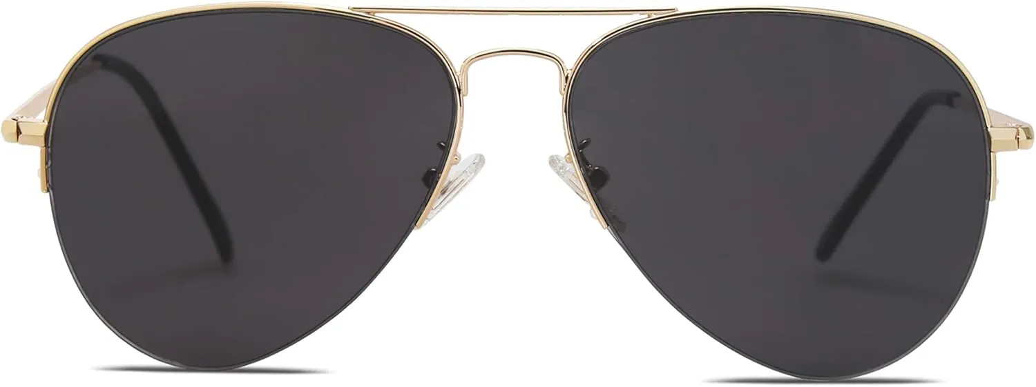 SOJOS Men's Women's Sunglasses, Classic Semi Rimless Metal Frame SJ1106
