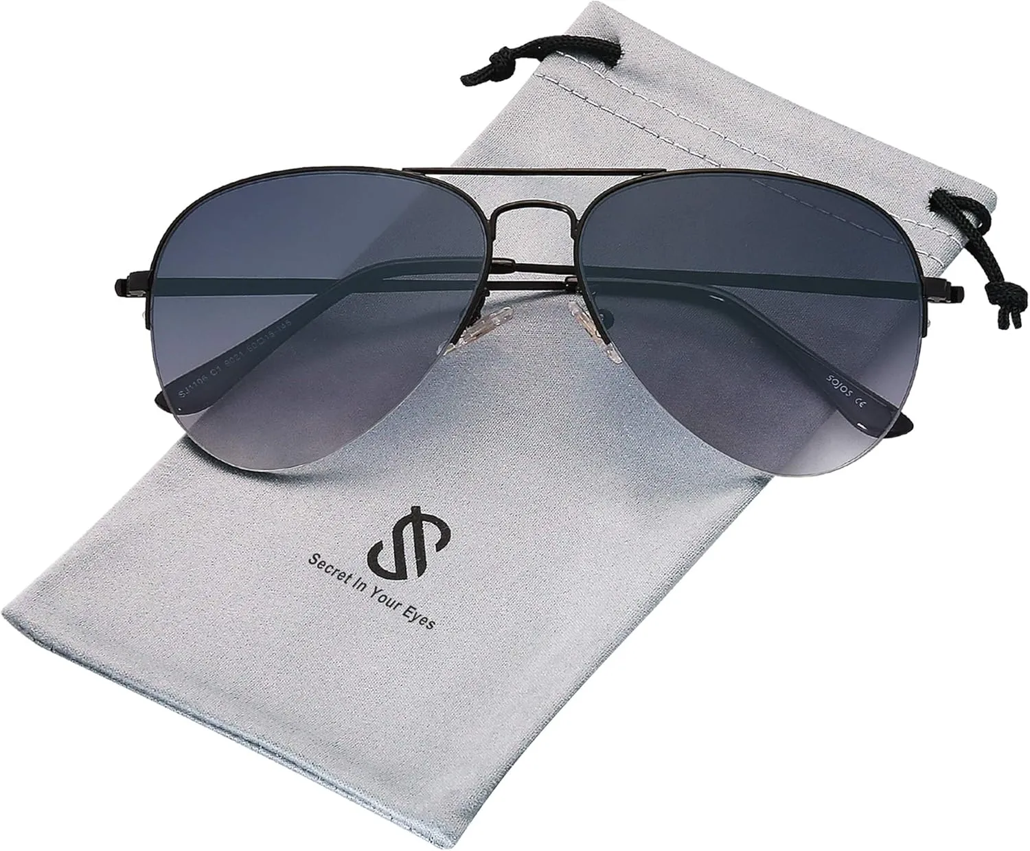 SOJOS Men's Women's Sunglasses, Classic Semi Rimless Metal Frame SJ1106