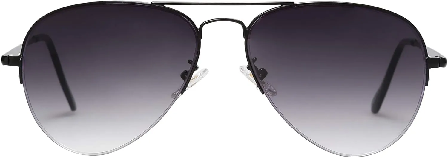 SOJOS Men's Women's Sunglasses, Classic Semi Rimless Metal Frame SJ1106