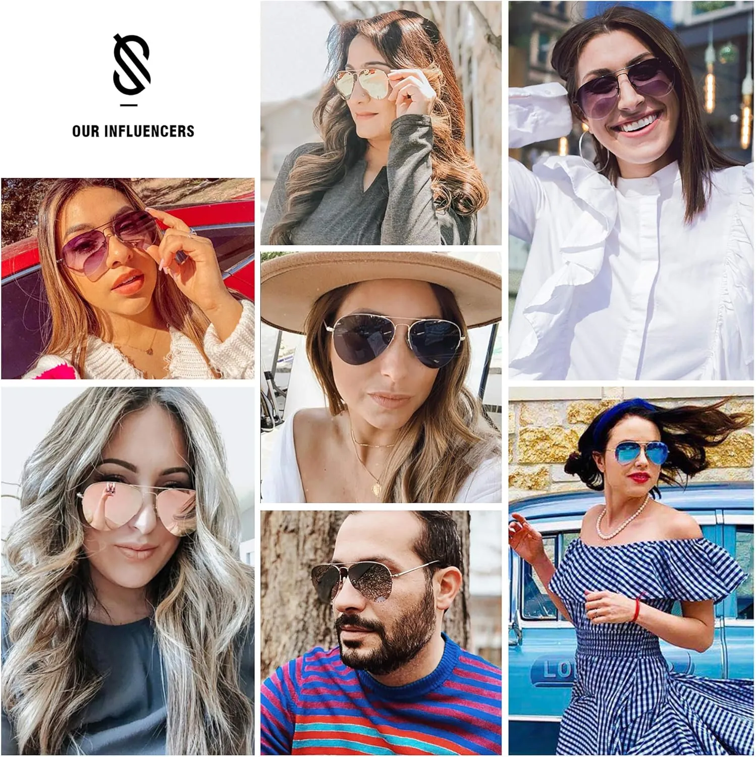 SOJOS Men's Women's Sunglasses, Classic Semi Rimless Metal Frame SJ1106