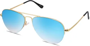 SOJOS Men's Women's Sunglasses, Classic Semi Rimless Metal Frame SJ1106