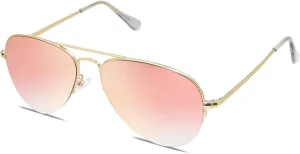 SOJOS Men's Women's Sunglasses, Classic Semi Rimless Metal Frame SJ1106
