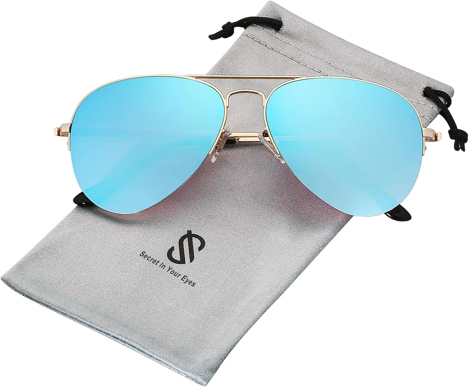 SOJOS Men's Women's Sunglasses, Classic Semi Rimless Metal Frame SJ1106