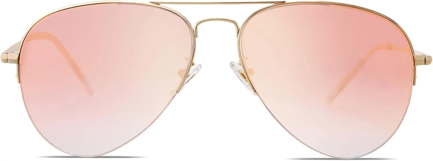 SOJOS Men's Women's Sunglasses, Classic Semi Rimless Metal Frame SJ1106