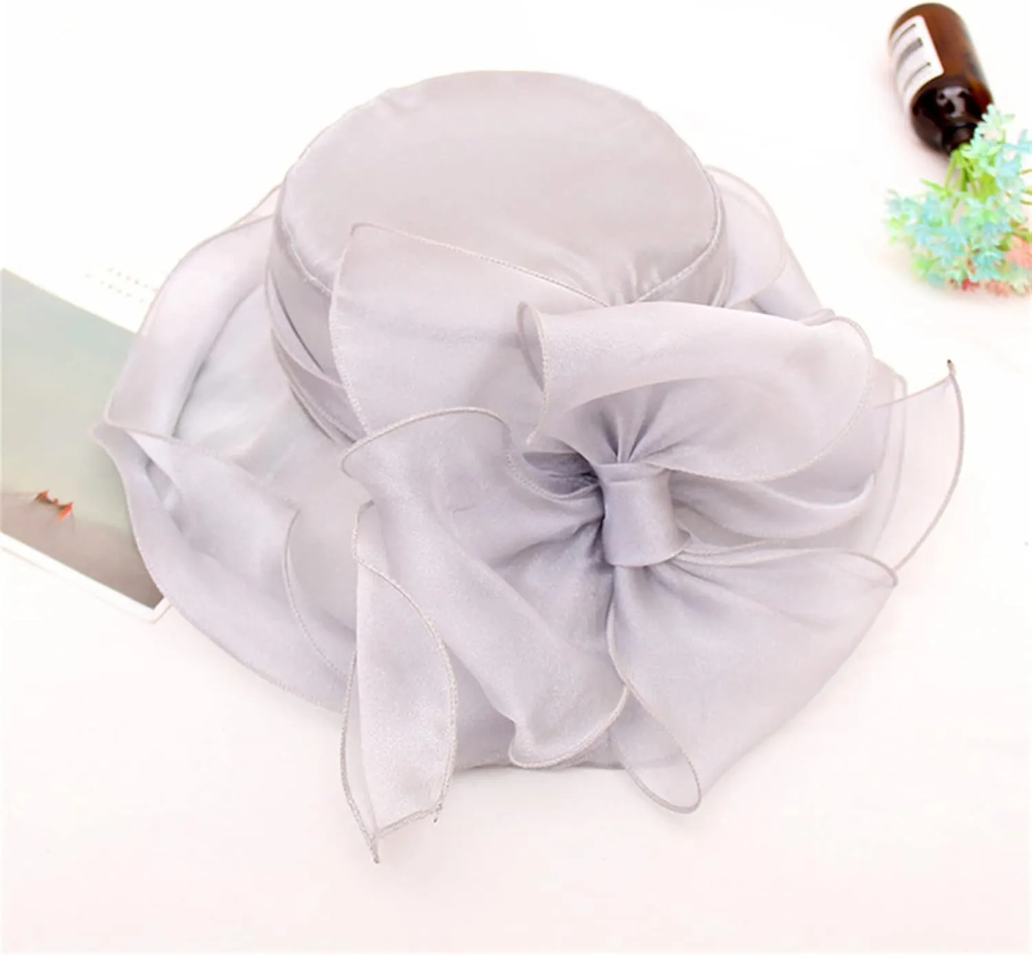 Spring Summer Mesh Sunshade Hats Flower Temperament Wedding Dress Sun Dome Large Brim Derby Hats for Women 2025