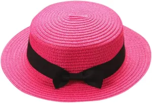 Straw Fedora Sun Hat Boy Girls Boater Foldable Summer Short Brim Cap Bucket Hat UPF50  Foldable Kids Beach Hat