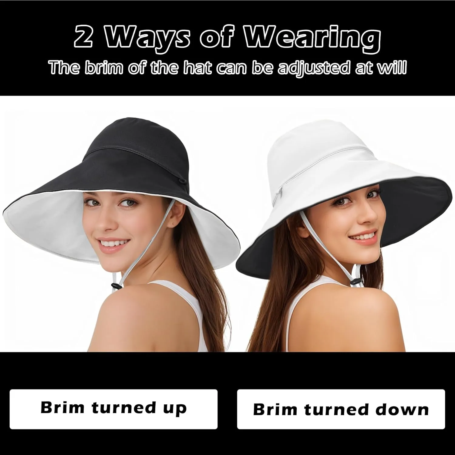 Sukeen Wide Brim Sun Hats for Women Men, Double Sided Wearing Fishing Hats UPF50  Cooling Bucket Hat for Beach Hiking Outdoor