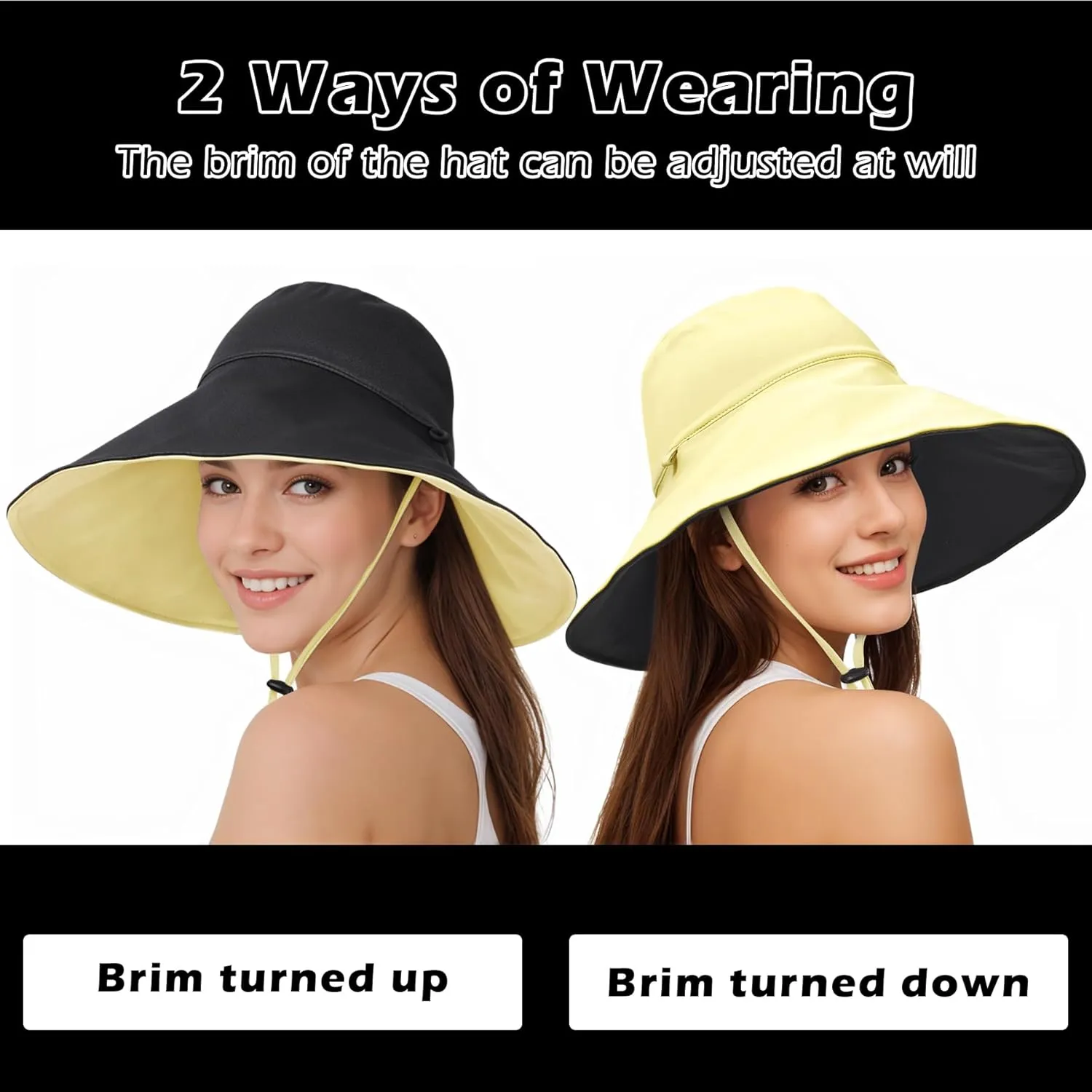 Sukeen Wide Brim Sun Hats for Women Men, Double Sided Wearing Fishing Hats UPF50  Cooling Bucket Hat for Beach Hiking Outdoor