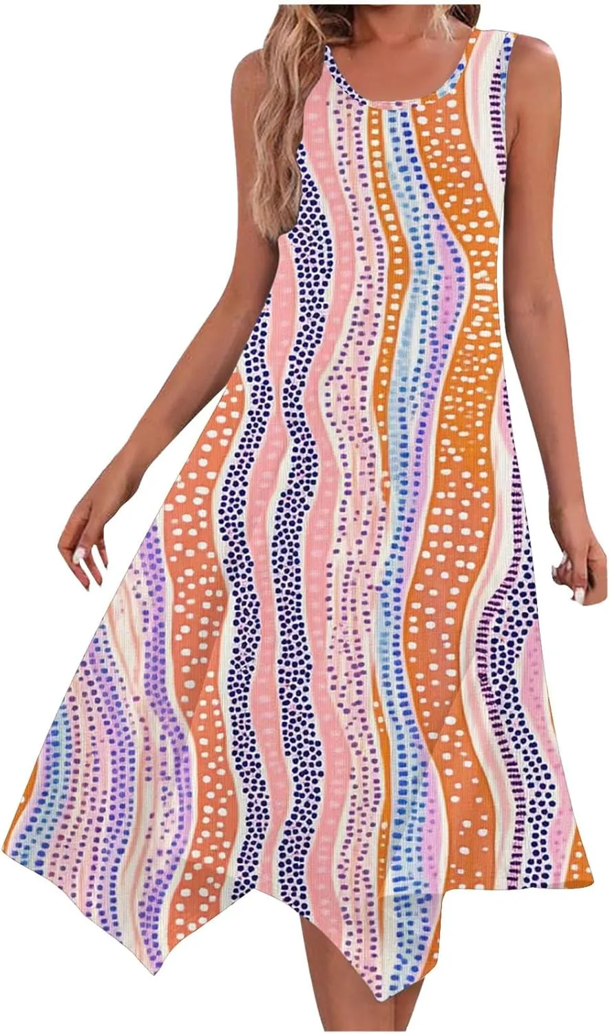 Summer Dresses for Women Floral Printed V Neck Spaghetti Strap Casual Maxi Sundress Plus Size Boho Dress with Pocket