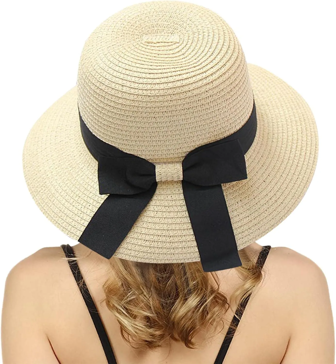 Sun Hats for Women Wide Brim Foldable Straw Roll Up Ponytail Sun Visor Hats UPF 50 Summer Beach Packable Hat
