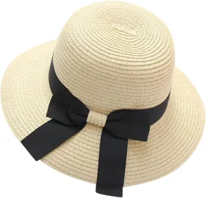 Sun Hats for Women Wide Brim Foldable Straw Roll Up Ponytail Sun Visor Hats UPF 50 Summer Beach Packable Hat