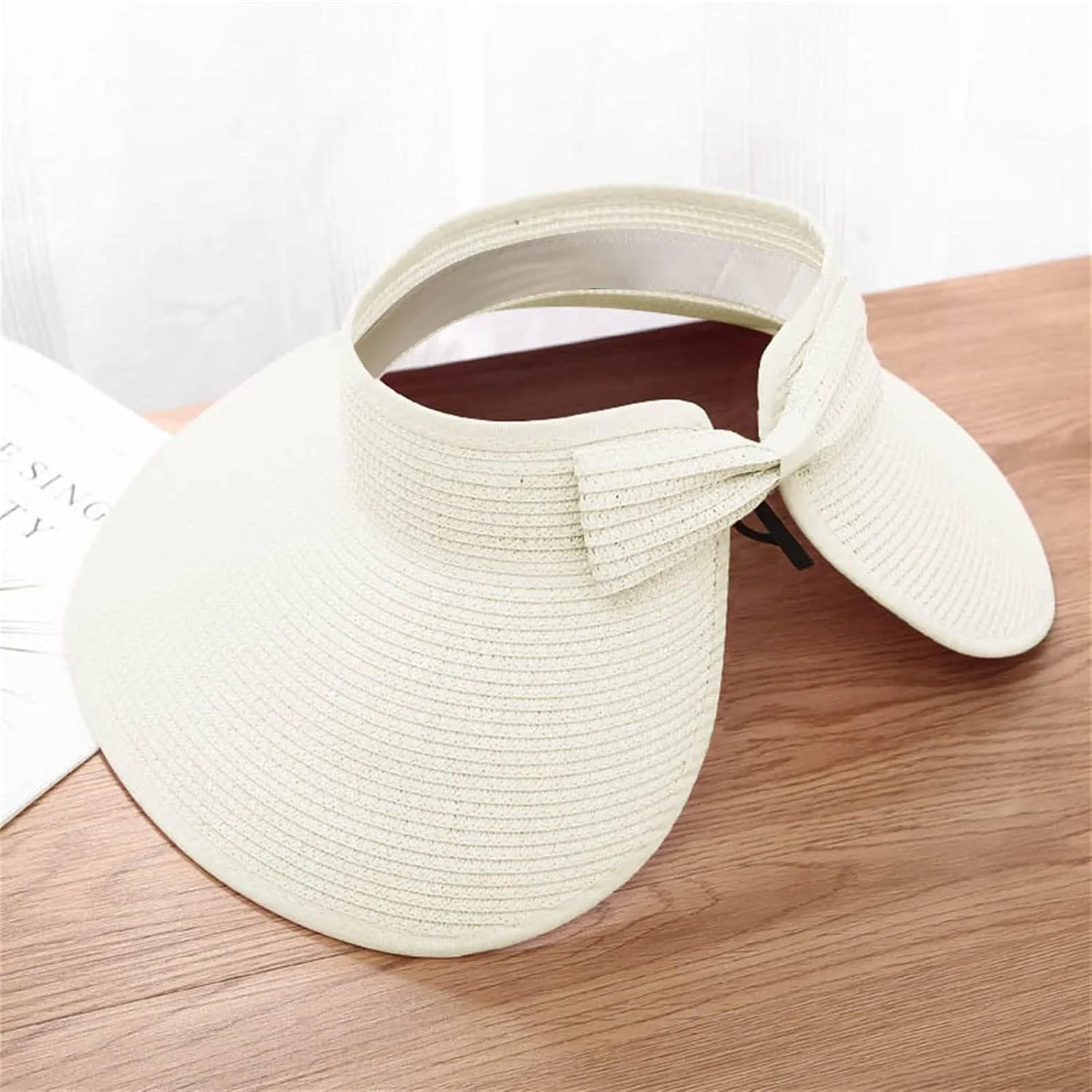 Sun Hats Ponytail Wide Brim Summer Visor for Womens Beach Hat Packable UPF Travel