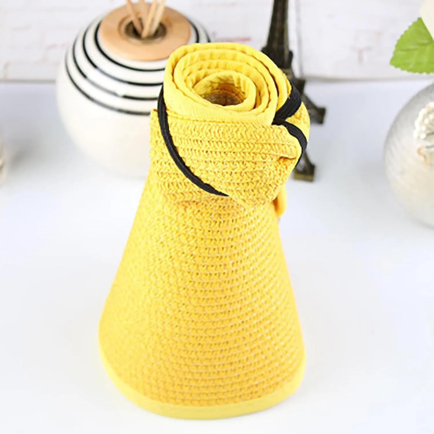 Sun Visor Hats for Women Wide Brim Roll Up Ponytail Summer Beach Hat UPF Packable Foldable Cute Beach Hats