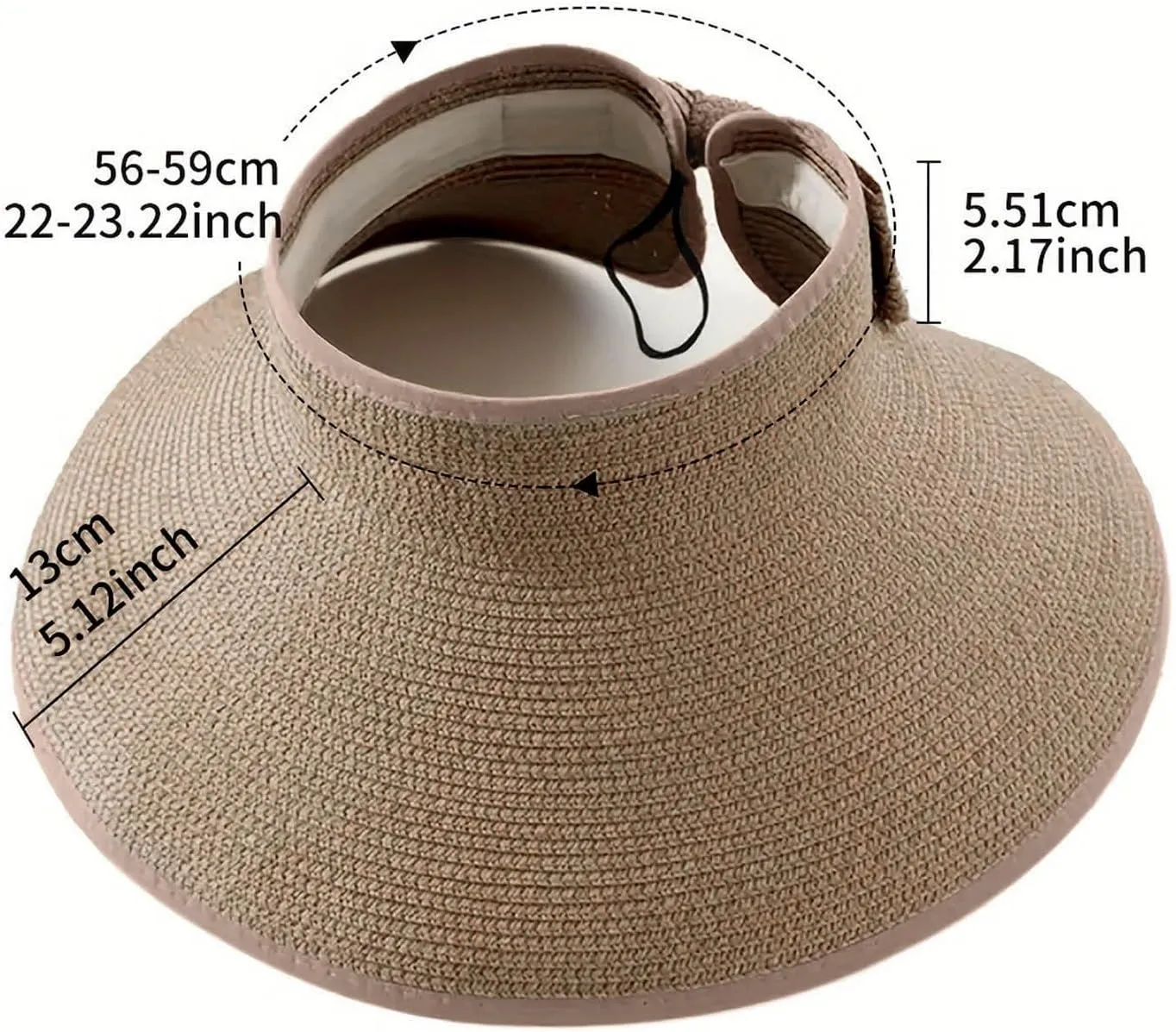 Sun Visor Hats for Women Wide Brim Straw Ponytail Summer Beach Hat Uv UPF Roll-Up Packable Foldable 2025 Outdoor