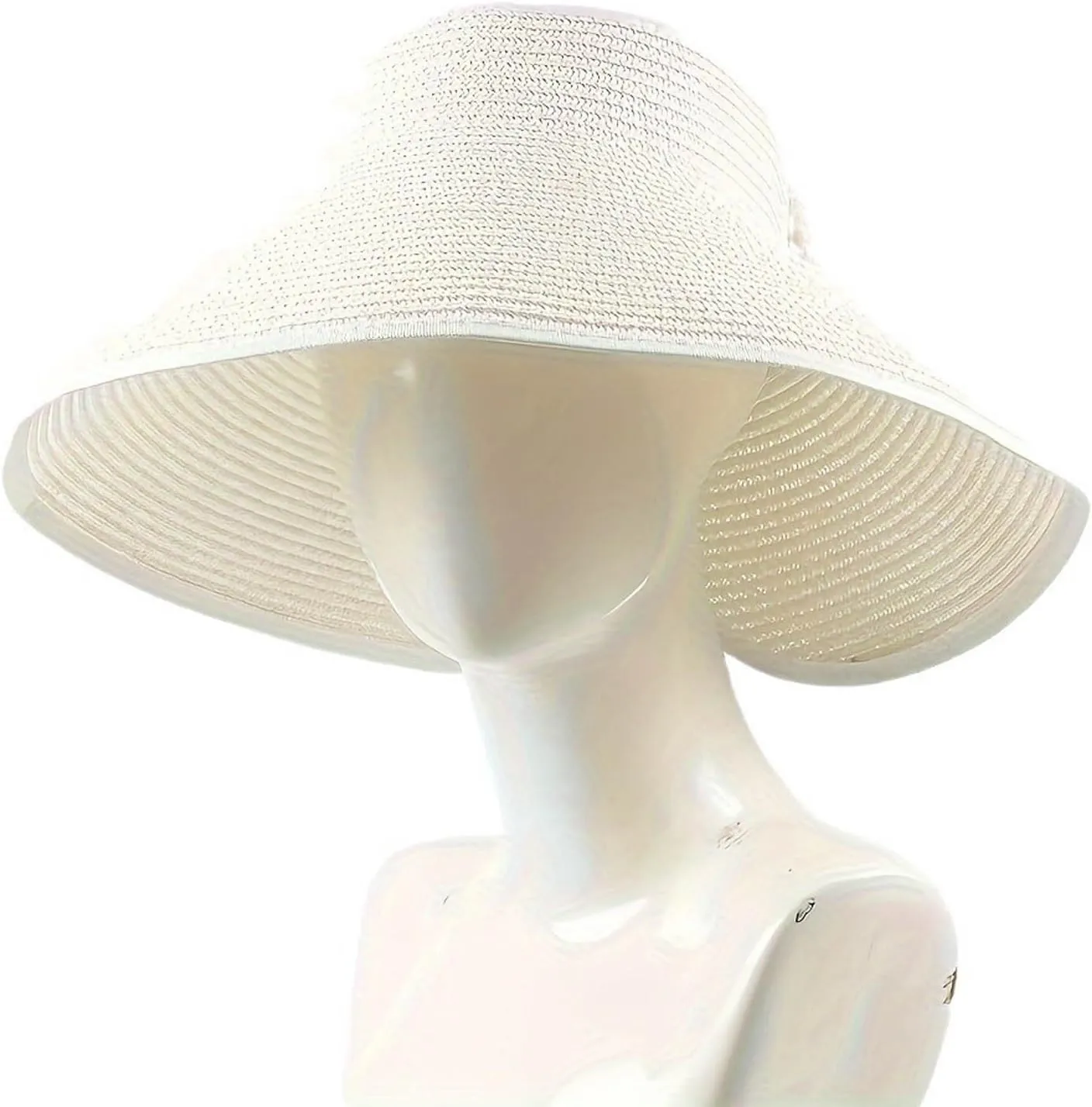 Sun Visor Hats for Women Wide Brim Straw Ponytail Summer Beach Hat Uv UPF Roll-Up Packable Foldable 2025 Outdoor