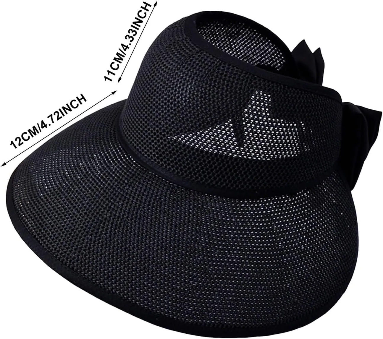 Sun Visor Hats for Women Wide Brim Straw Roll-Up Ponytail Summer Beach Hat Packable Foldable Travel