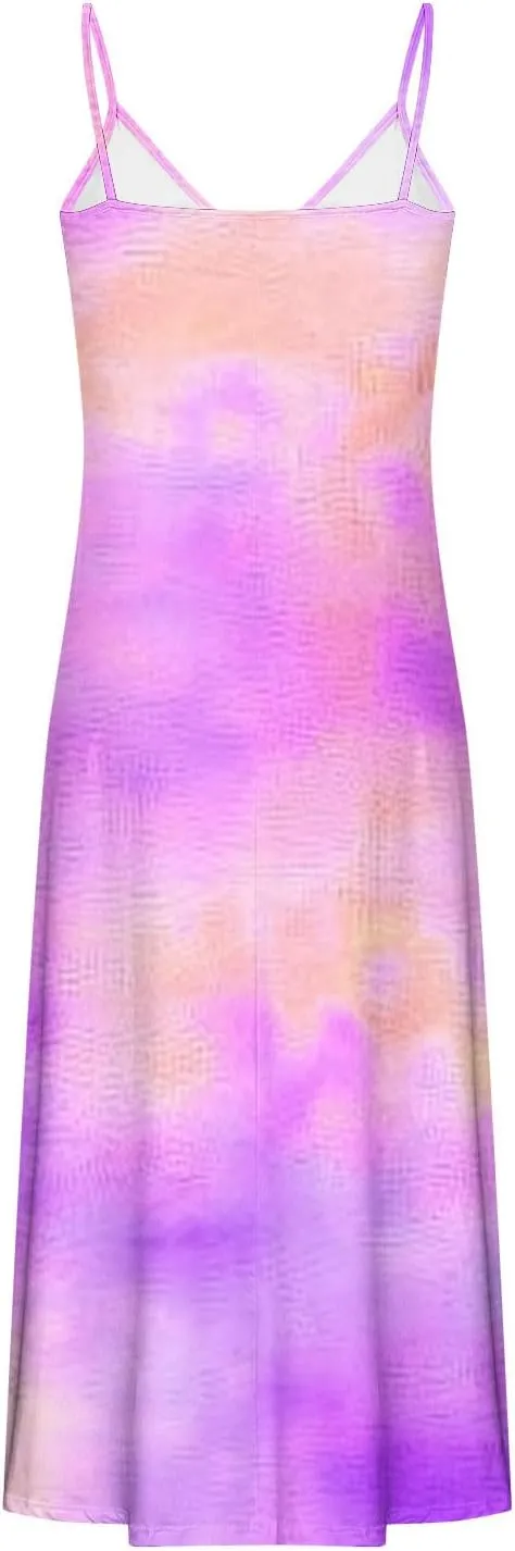Sundresses for Women Spring Dresses V Neck Summer Flowy Maxi Dress Elegant Casual Sleeveless Beach Sundress