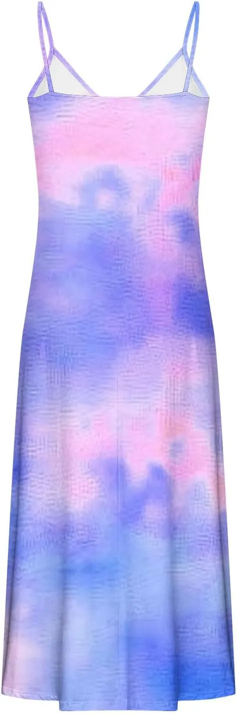 Sundresses for Women Spring Dresses V Neck Summer Flowy Maxi Dress Elegant Casual Sleeveless Beach Sundress