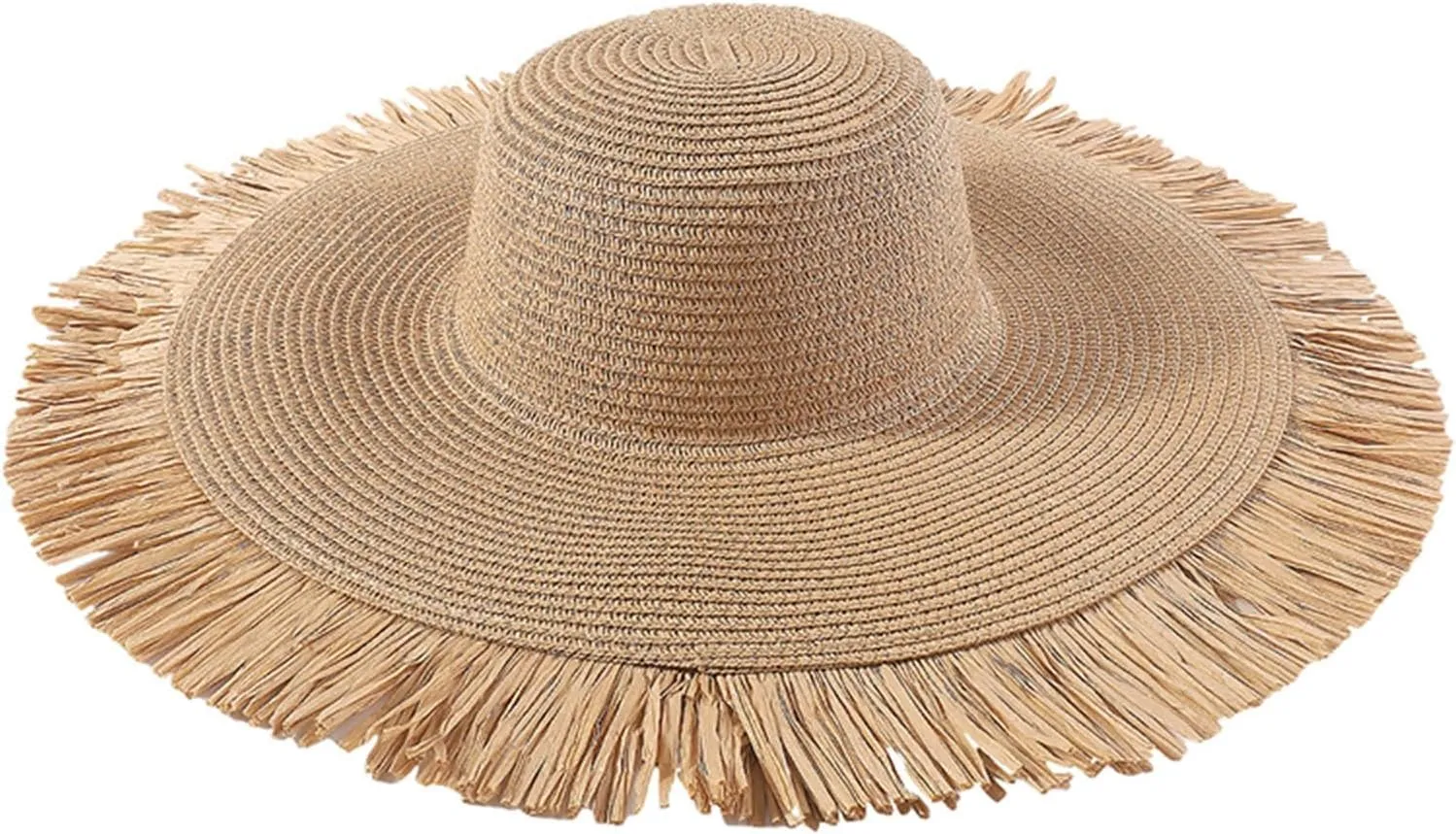 Sunvisor Hat Womens Fringe Bohemian Boho Wide Brim Women Visor Hats for Summer Straw Beach Hats Packable Wide Brimmed