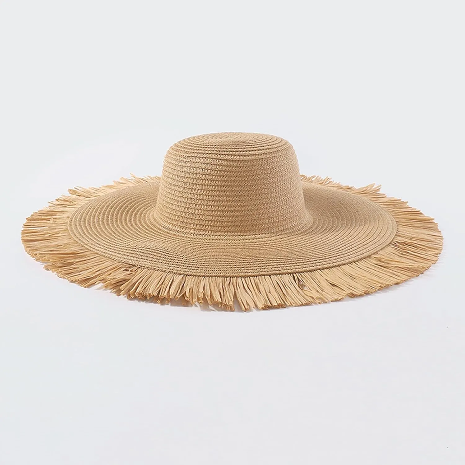 Sunvisor Hat Womens Fringe Bohemian Boho Wide Brim Women Visor Hats for Summer Straw Beach Hats Packable Wide Brimmed
