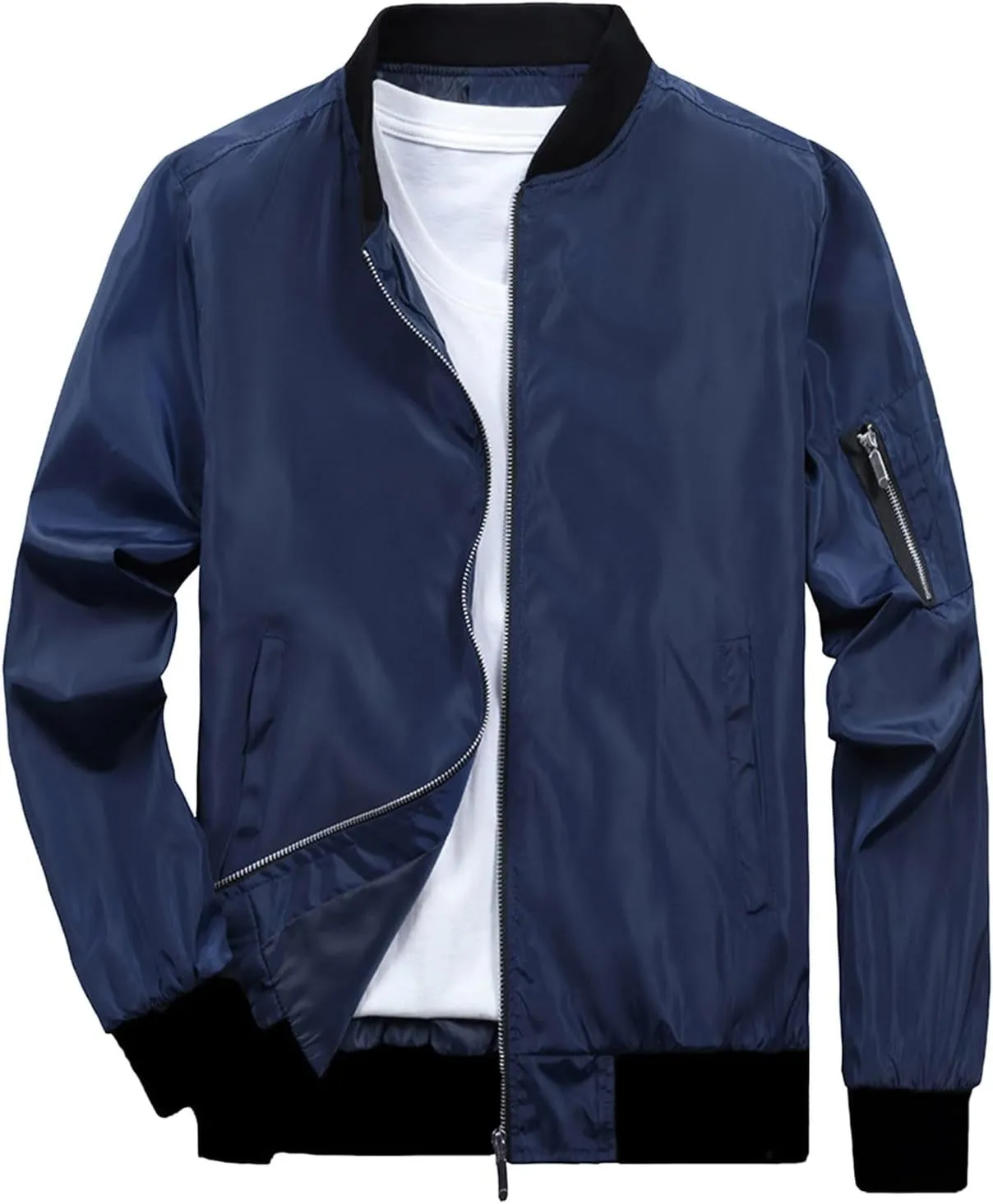 SUWBMHWE Men's Rain Jacket Waterproof Breathable Raincoat Stand Collar for Outdoor Hiking Traveling Cycling Windbreaker