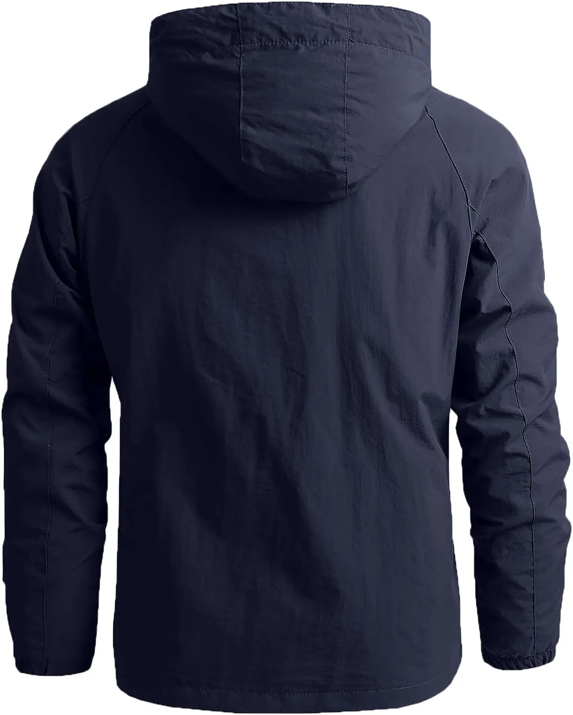 SUWBMHWE Men’s Tactical Jacket Lightweight Waterproof Windproof Jacket Hooded Zipper Windbreaker Hiking Running Coat