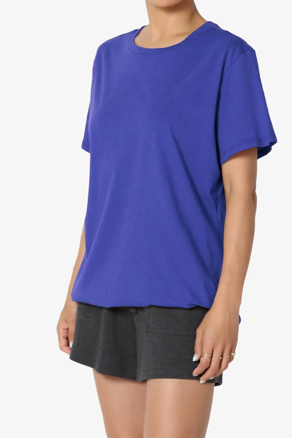 TheMogan Women's Oversized T Shirts Tees Relaxed Short Sleeve Crew Neck Loose Solid Color Cotton Tunic Tops