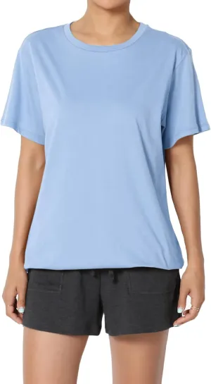 TheMogan Women's Oversized T Shirts Tees Relaxed Short Sleeve Crew Neck Loose Solid Color Cotton Tunic Tops