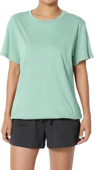 TheMogan Women's Oversized T Shirts Tees Relaxed Short Sleeve Crew Neck Loose Solid Color Cotton Tunic Tops