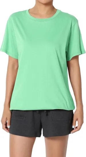TheMogan Women's Oversized T Shirts Tees Relaxed Short Sleeve Crew Neck Loose Solid Color Cotton Tunic Tops