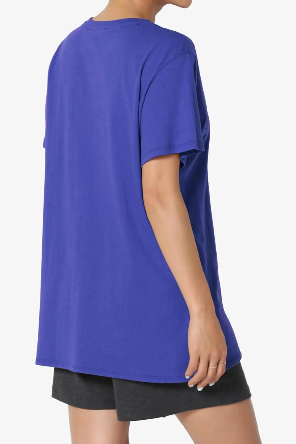 TheMogan Women's Oversized T Shirts Tees Relaxed Short Sleeve Crew Neck Loose Solid Color Cotton Tunic Tops