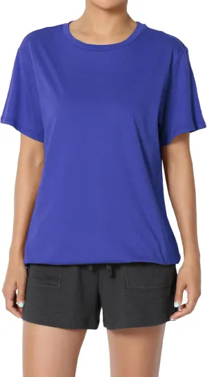 TheMogan Women's Oversized T Shirts Tees Relaxed Short Sleeve Crew Neck Loose Solid Color Cotton Tunic Tops