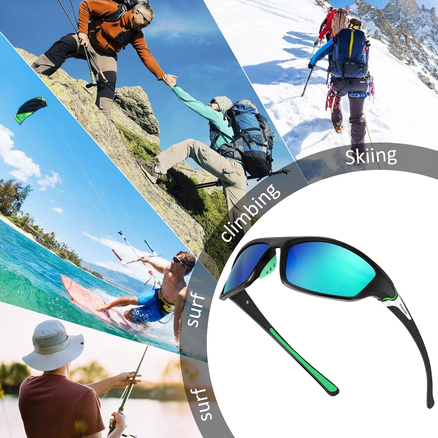 TOODOO 4 Pairs Men Polarized Sunglasses with UV Protection Driving Glasses Sports for Sport Outdoor Activities