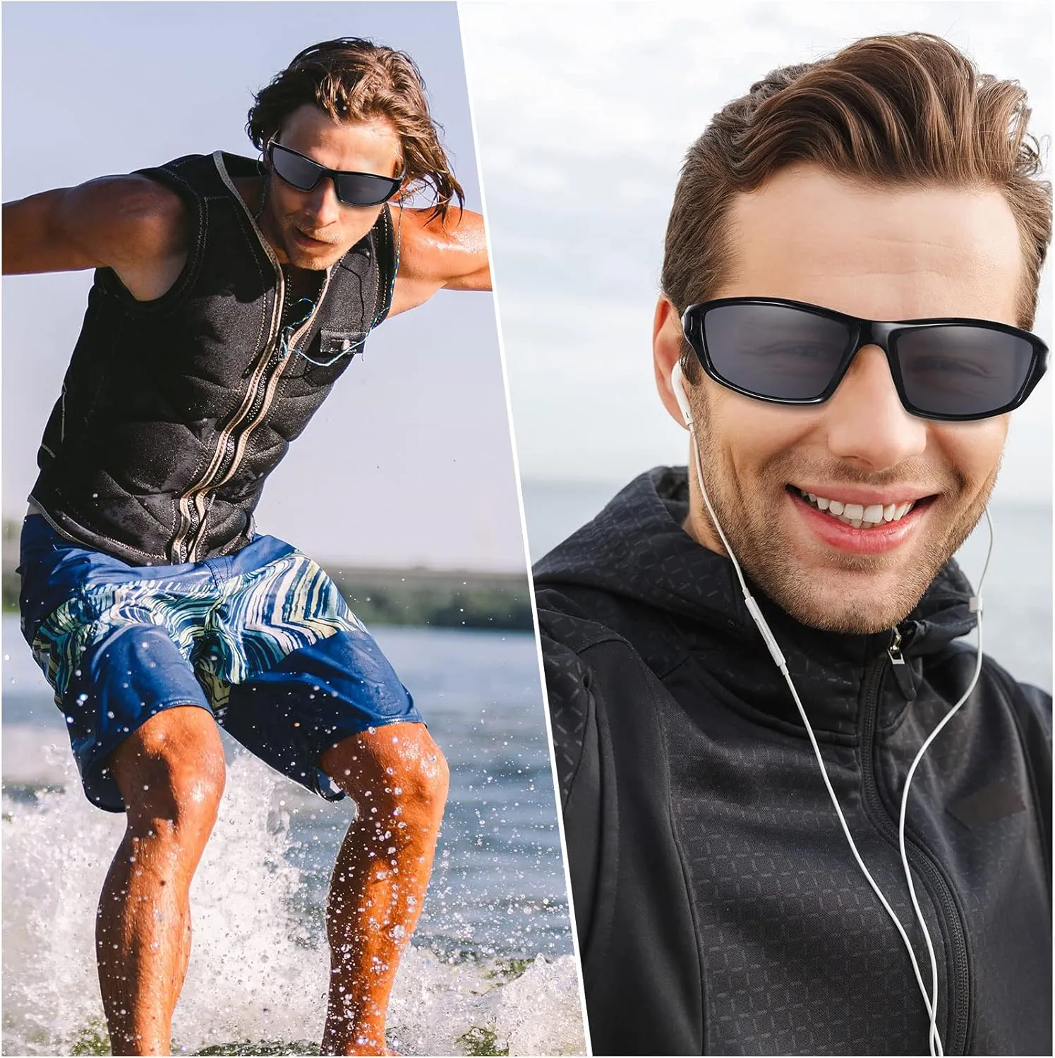 TOODOO 4 Pairs Men Polarized Sunglasses with UV Protection Driving Glasses Sports for Sport Outdoor Activities