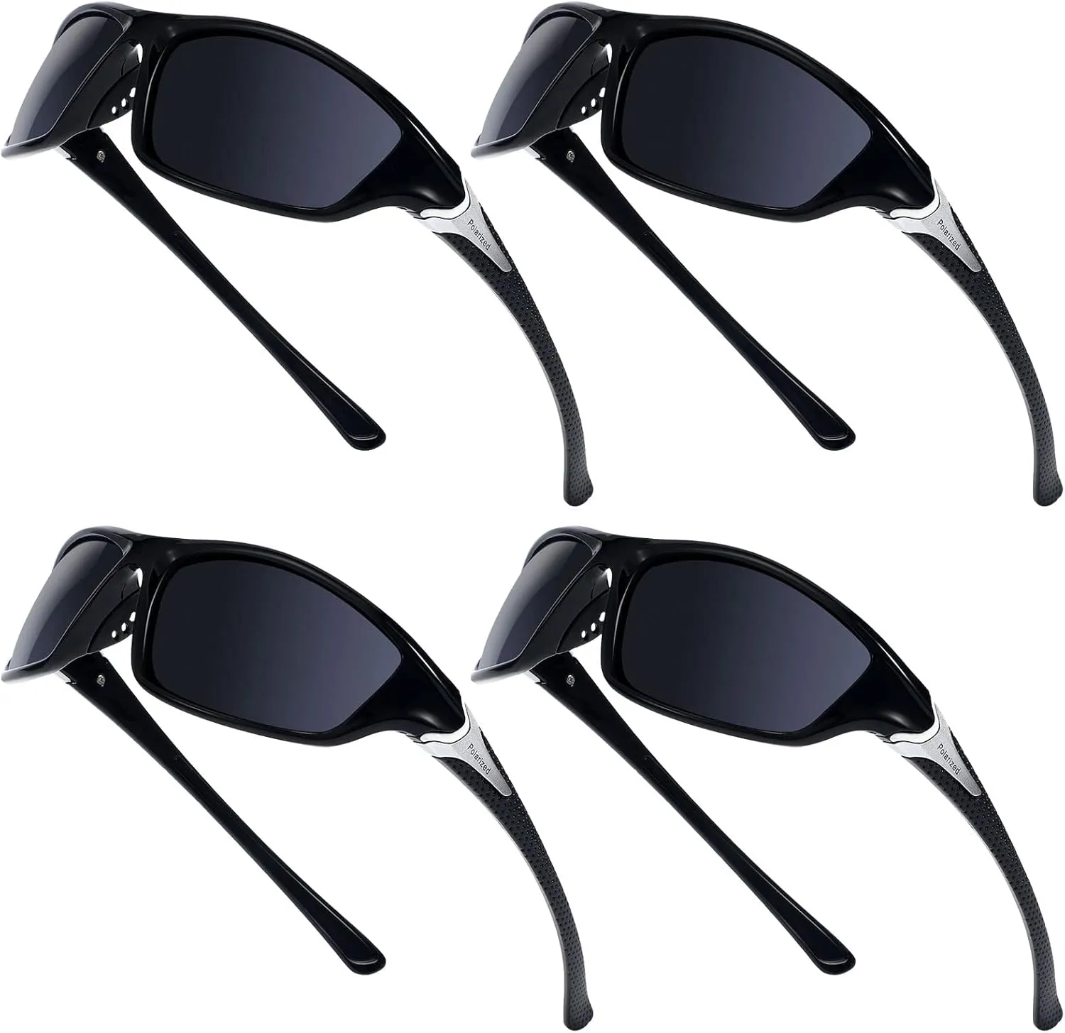 TOODOO 4 Pairs Men Polarized Sunglasses with UV Protection Driving Glasses Sports for Sport Outdoor Activities