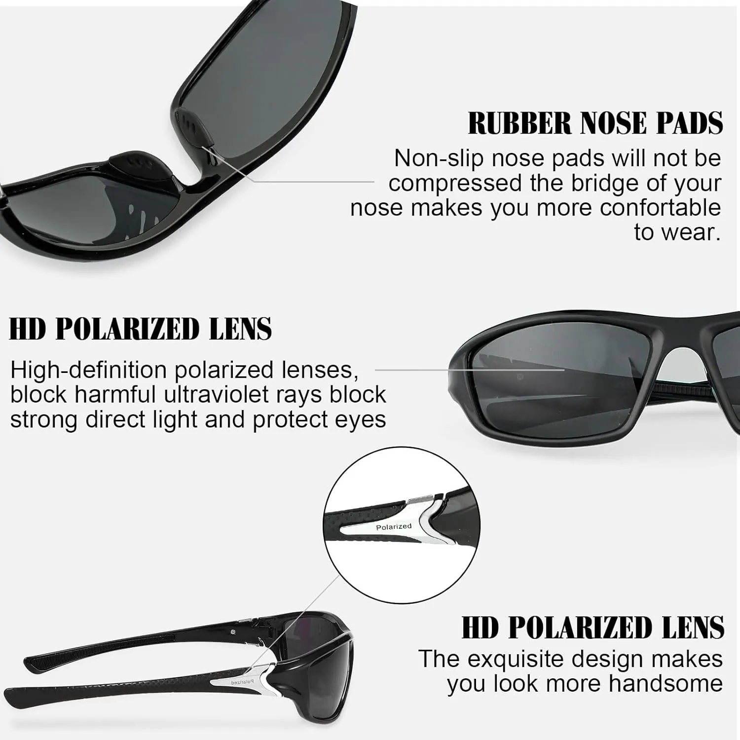 TOODOO 4 Pairs Men Polarized Sunglasses with UV Protection Driving Glasses Sports for Sport Outdoor Activities