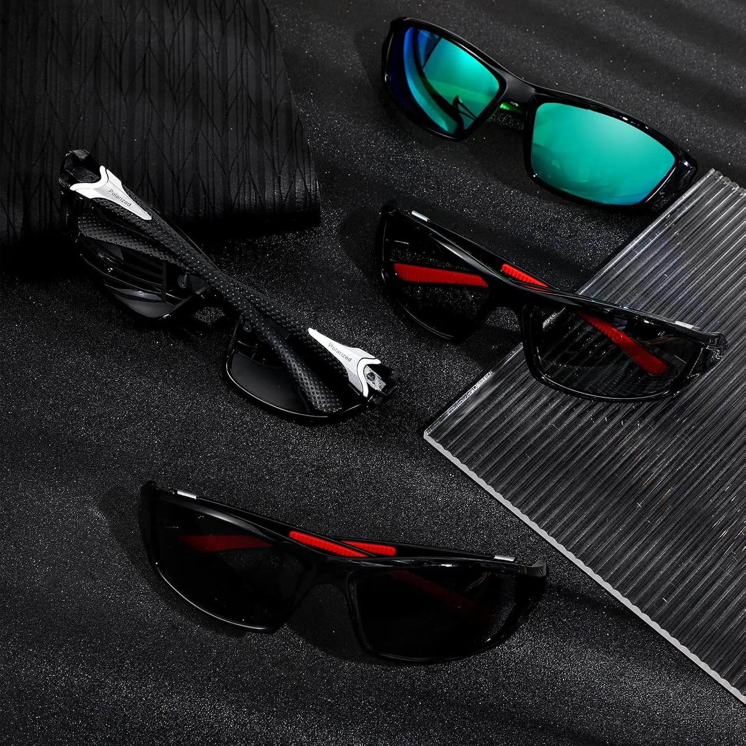 TOODOO 4 Pairs Men Polarized Sunglasses with UV Protection Driving Glasses Sports for Sport Outdoor Activities