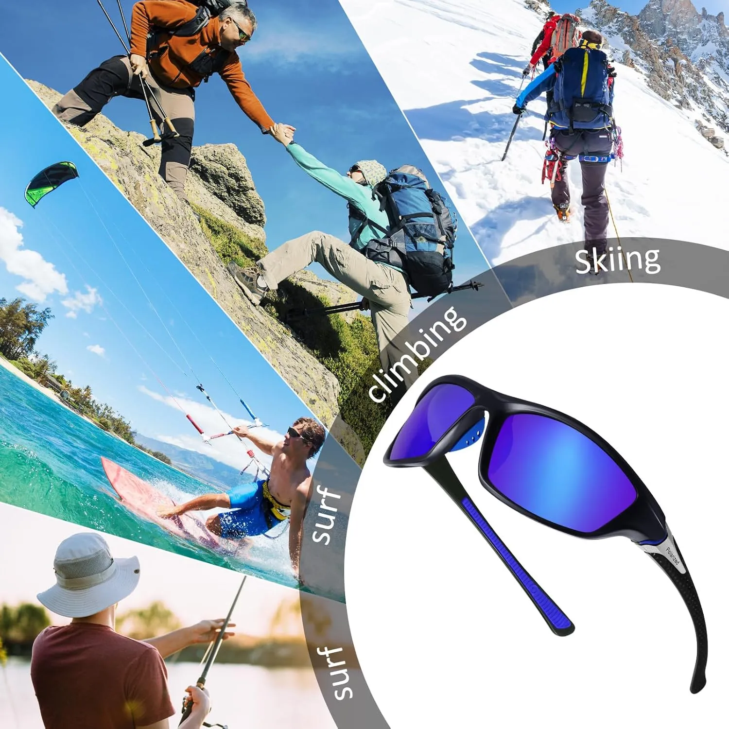 TOODOO 4 Pairs Men Polarized Sunglasses with UV Protection Driving Glasses Sports for Sport Outdoor Activities
