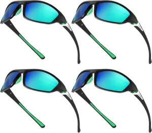 TOODOO 4 Pairs Men Polarized Sunglasses with UV Protection Driving Glasses Sports for Sport Outdoor Activities