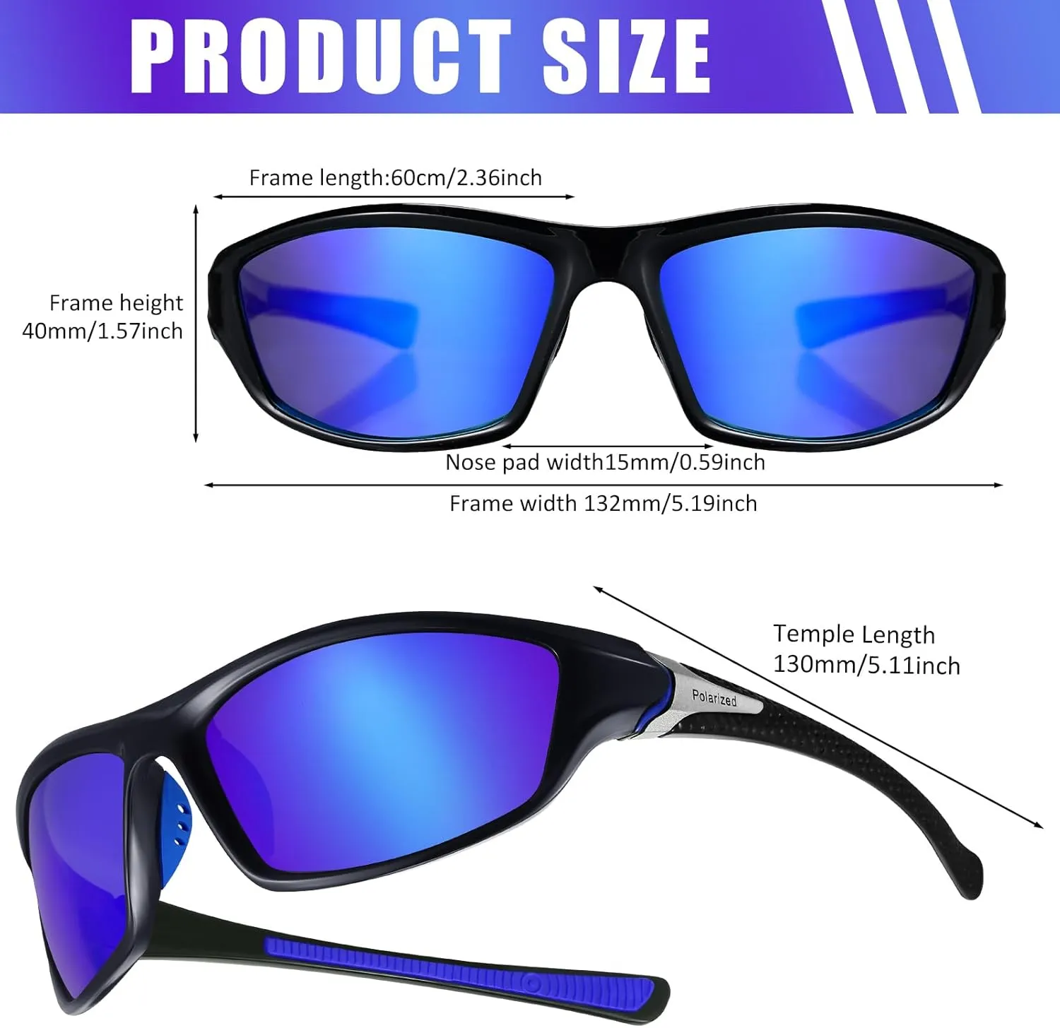 TOODOO 4 Pairs Men Polarized Sunglasses with UV Protection Driving Glasses Sports for Sport Outdoor Activities