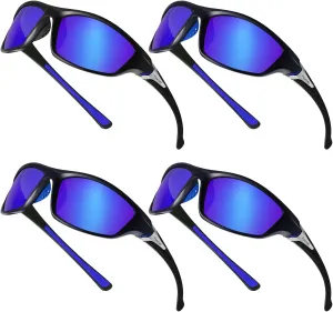 TOODOO 4 Pairs Men Polarized Sunglasses with UV Protection Driving Glasses Sports for Sport Outdoor Activities