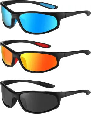Treela 3 Pairs Polarized Sport Sunglasses UV Protection Sports Sun Glasses Driving Cycling Fishing Sunglasses for Men