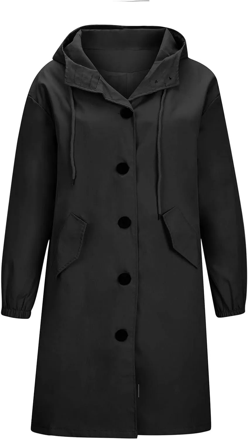 Trench Coats Women Plus Size Rain Jacket Long Anorak Jackets Oversized Hooded Waterproof Windbreaker Button Outerwear