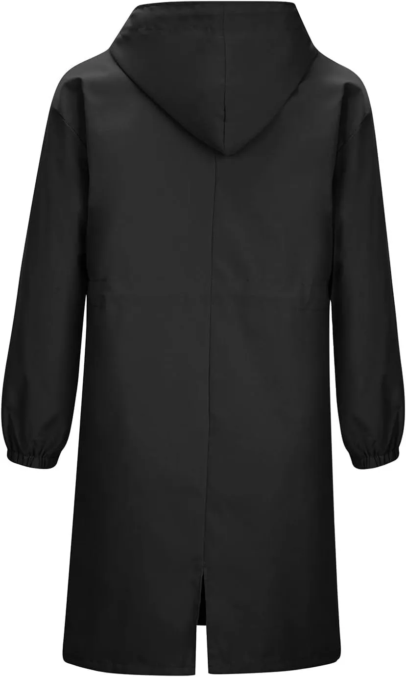 Trench Coats Women Plus Size Rain Jacket Long Anorak Jackets Oversized Hooded Waterproof Windbreaker Button Outerwear