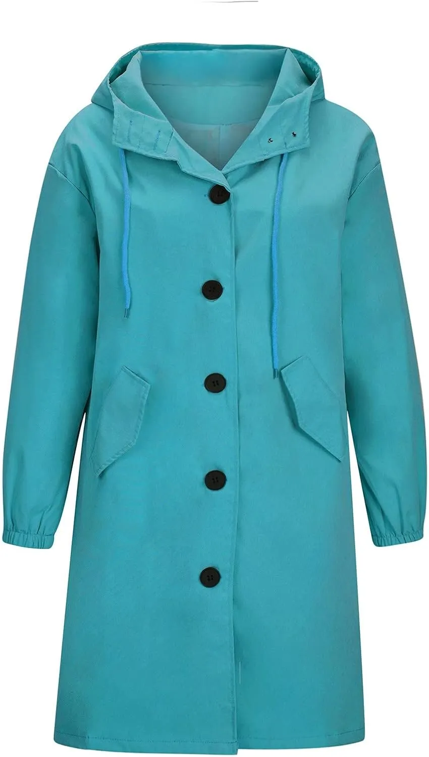 Trench Coats Women Plus Size Rain Jacket Long Anorak Jackets Oversized Hooded Waterproof Windbreaker Button Outerwear
