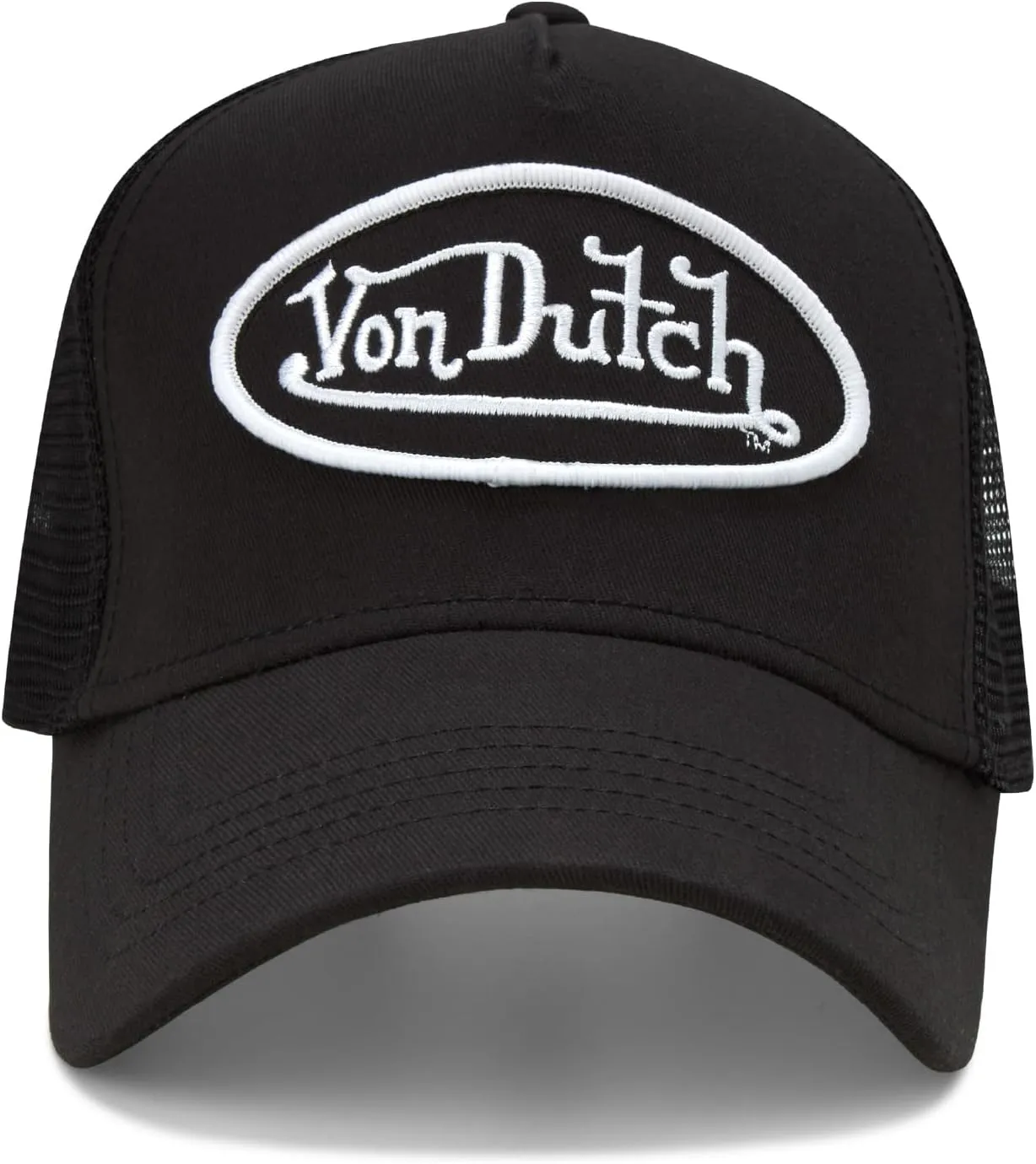 Von Dutch Unisex Trucker Hat - Curved Bill Mesh Back Retro Classic Adjustable Snapback Baseball Cap for Men and Women