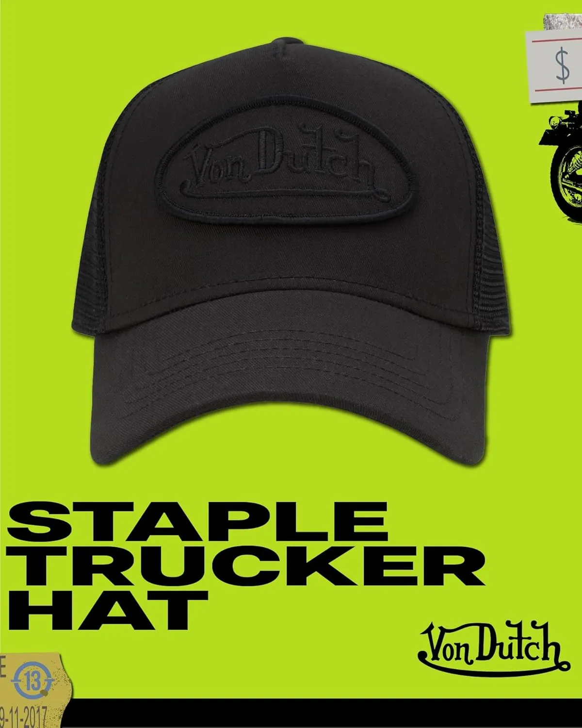 Von Dutch Unisex Trucker Hat - Curved Bill Mesh Back Retro Classic Adjustable Snapback Baseball Cap for Men and Women