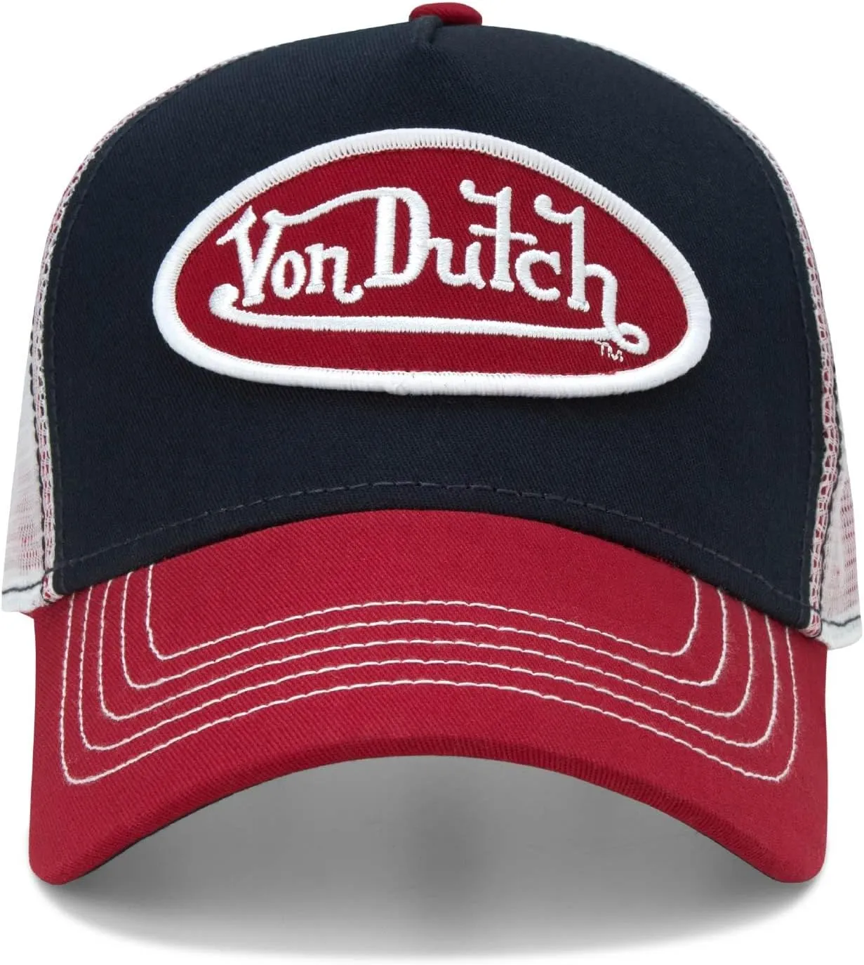 Von Dutch Unisex Trucker Hat - Curved Bill Mesh Back Retro Classic Adjustable Snapback Baseball Cap for Men and Women